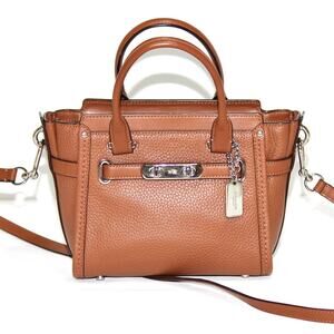 Coach Swagger Pebbled Brown Leather Satchel Bag